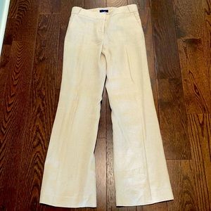 Beige linen wide leg pants
